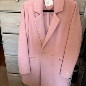 Altar'd State Blush Double-Breasted Pea Coat